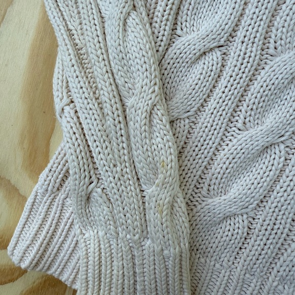 Lauren Ralph Lauren Cable Knit Turtleneck Sweater Cream Size L Chunky Pullover - Picture 7 of 11